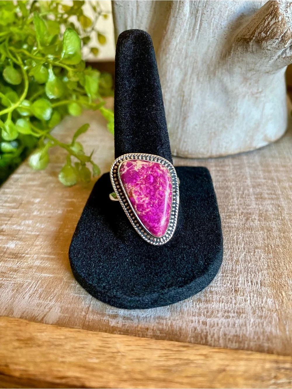 Pink Sea Sediment Jasper ring 925 sterling silver southwestern boho size 8.5